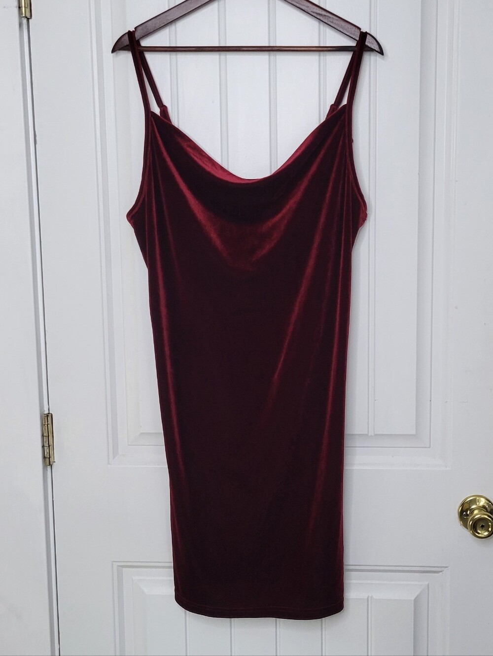 Velvet Cowl Neck Slip Dress Deep Wine